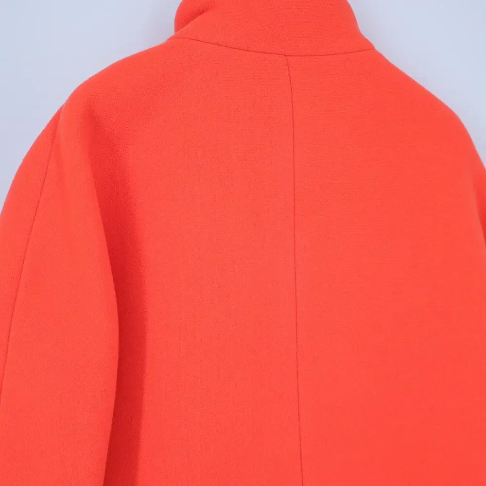 J. CREW Cocoon Coat NWT Italian Stadium Cloth Wool Blend Hunter Orange Women's 2 - Picture 6 of 10